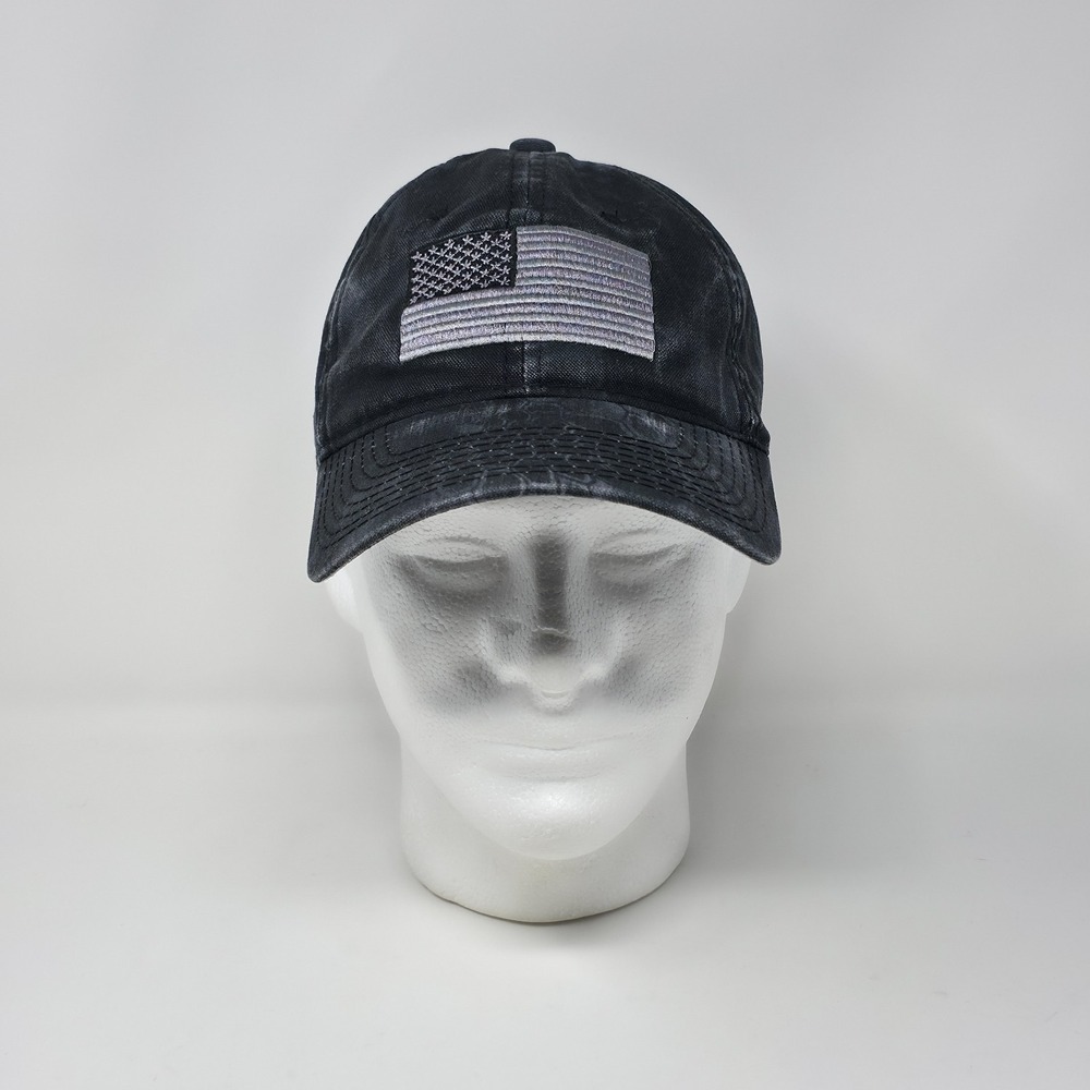 Kryptek Hat Gray Black Camouflage American Flag Embroidered Hook Loop‎ Strapback